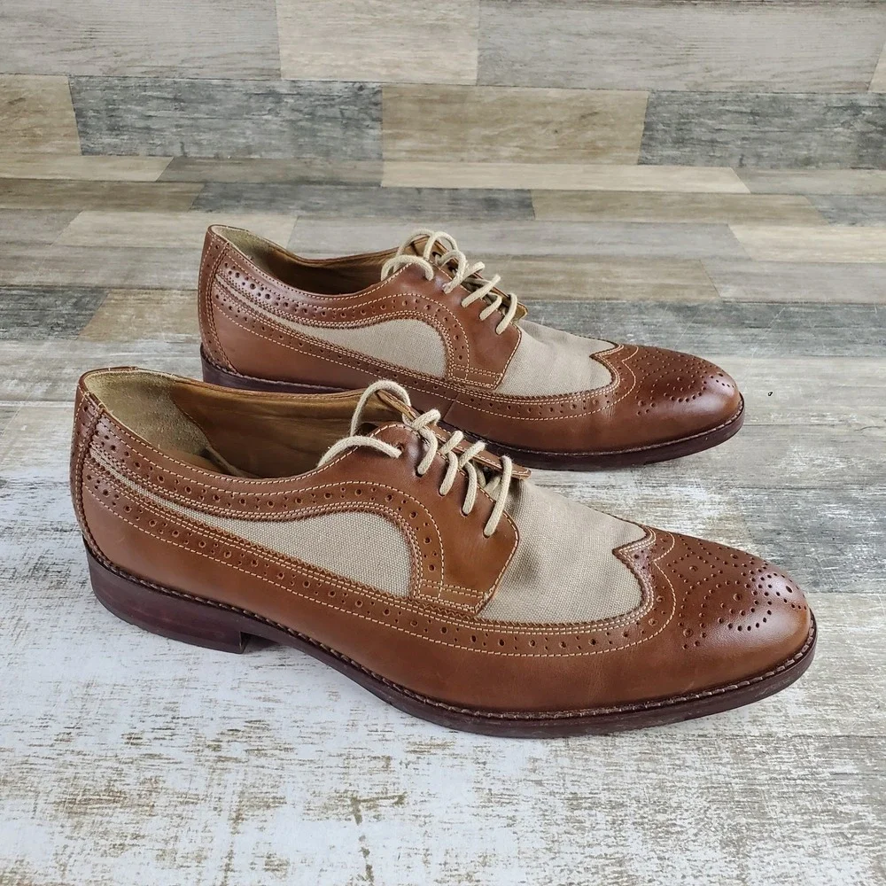 Johnston & Murphy Garner Mens Oxford Shoes Sz 13 M Brown Leather Wingtip Lace Up